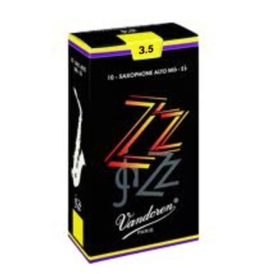 Embalagem preta de palhetas para saxofone alto Vandoren com texto e logotipo