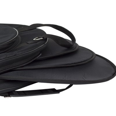 Bolsa preta para guitarra com várias divisórias e alças