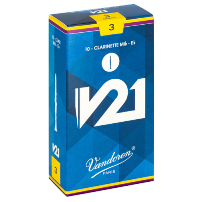 Embalagem azul de palhetas para clarinete Vandoren V21 número 3