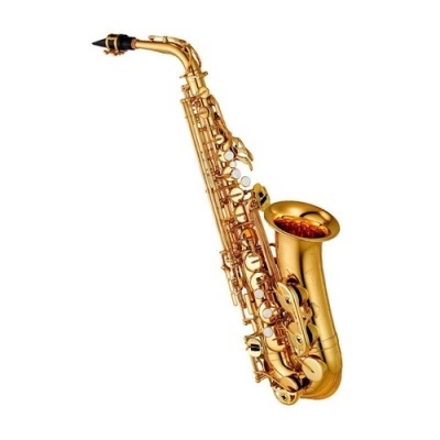 Saxofone tenor dourado brilhante com bocal preto