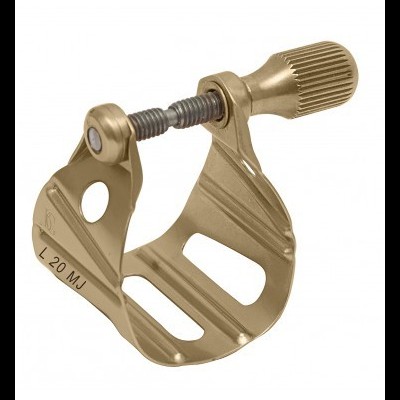 acessório metálico dourado com parafuso e inscrição L 20 MJ