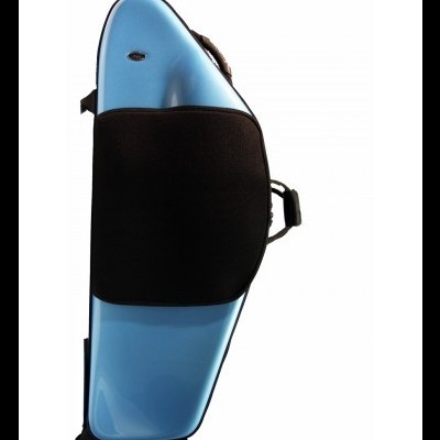 Estojo rígido azul claro para instrumento musical com alça preta