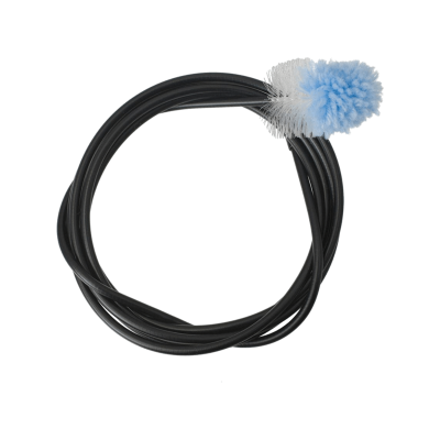 Escova de limpeza para tubos com cabo preto e cabeça azul e branca
