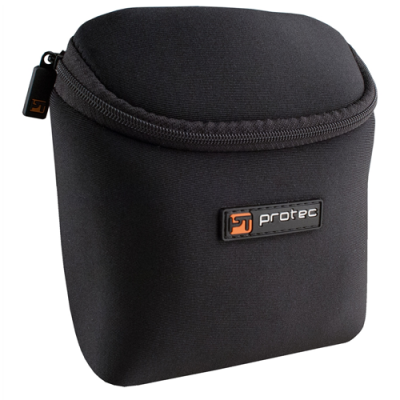 Estojo protector preto com fecho e etiqueta 'protec'