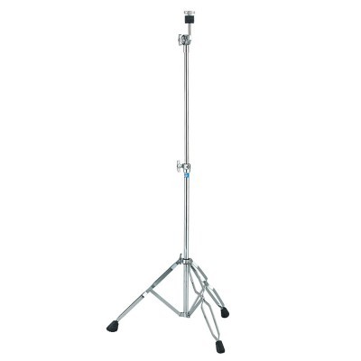 Tripé metálico prateado com pés pretos antiderrapantes