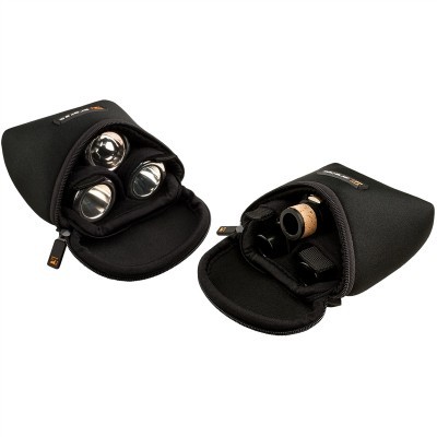 bolsas de neopreno pretas com acessórios de fotografia