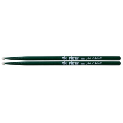 Par de baquetas verdes para bateria Vic Firth com pontas brancas