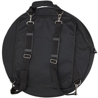 Mochila preta redonda com alças ajustáveis e zíper lateral