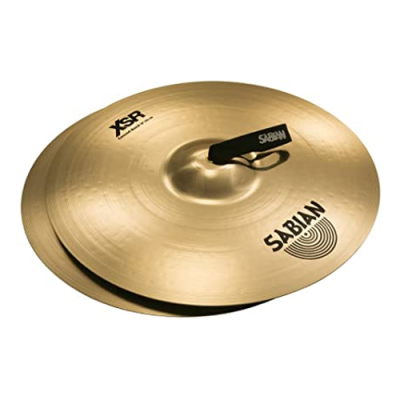 Par de pratos de bateria Sabian XSR dourados com alça preta