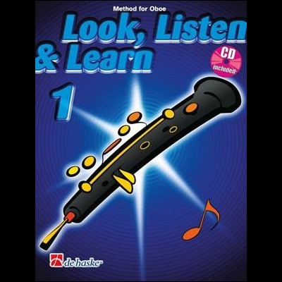 Capa de livro método para oboé com ilustração de oboé e texto