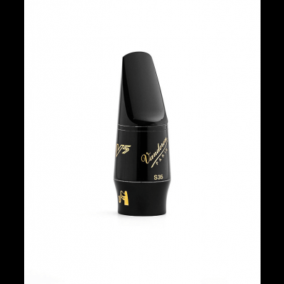 Boquilha preta brilhante para instrumento de sopro com texto dourado