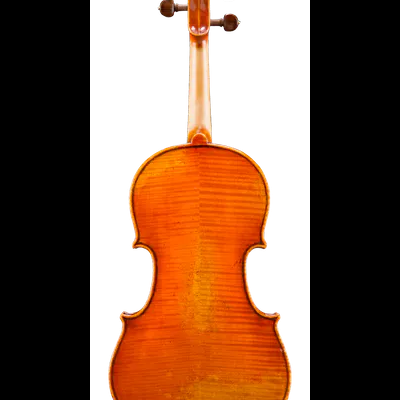 Violin visto de trás com acabamento laranja brilhante