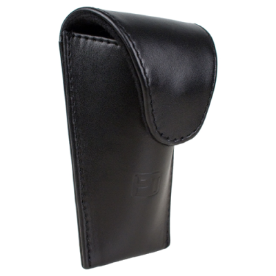 Estojo preto para acessórios com fecho e logotipo ET