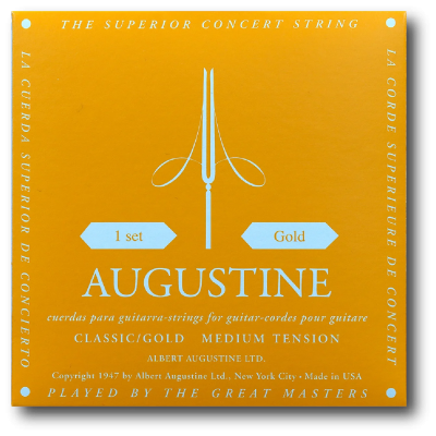 Embalagem amarela de cordas para guitarra Augustine Classic Gold