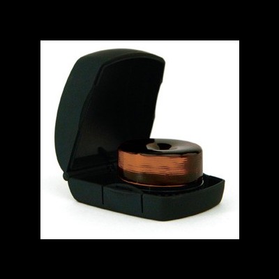 Base de madeira cerâmica redonda cor de cobre em suporte preto aberto