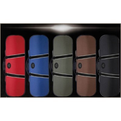 Capas para violino em várias cores: vermelho, azul, verde-cinza, castanho e preto com emblema VL