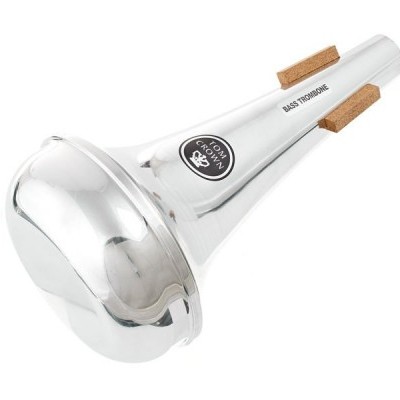 Sordinha de metal brilho para trombone com etiquetas e peças de cortiça