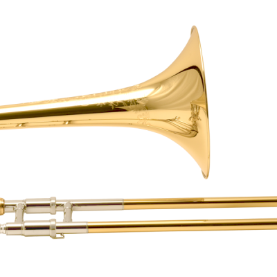Trombão dourado com êmbolo prateado
