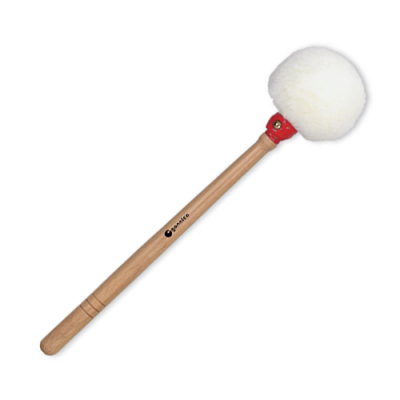 Mallet para percussão com cabo de madeira e cabeça almofadada branca
