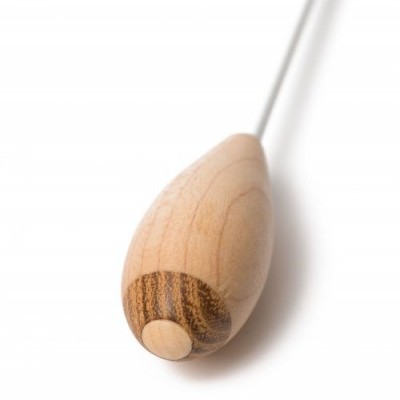 Mango de madeira oval com vareta metálica branca