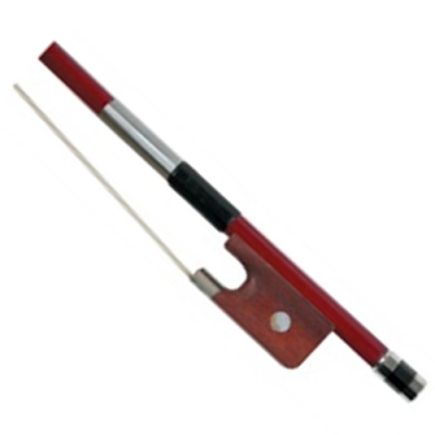 Arco para violino em madeira castanho-avermelhada com crina clara