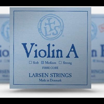 Pacote azul de cordas para violino com texto azul