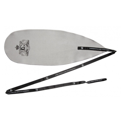 Protetor de prancha de surf cinzento com fita preta e emblema DG