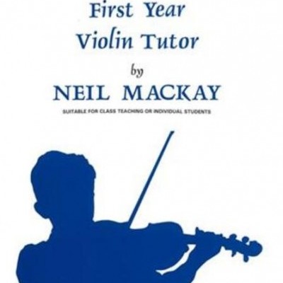 Capa de livro 'The First Year Violin Tutor' com silhueta azul de violinista