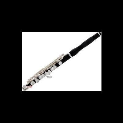 Flauta preta com chaves prateadas