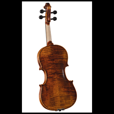 Violino de madeira castanho visto por trás