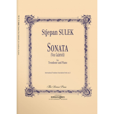 Capa de partitura musical 'Sonata' para trombone e piano de Stjepan Sulek.