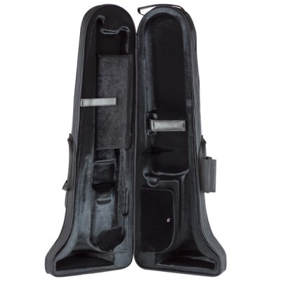 Estojo rígido aberto para instrumento musical com interior veludo preto