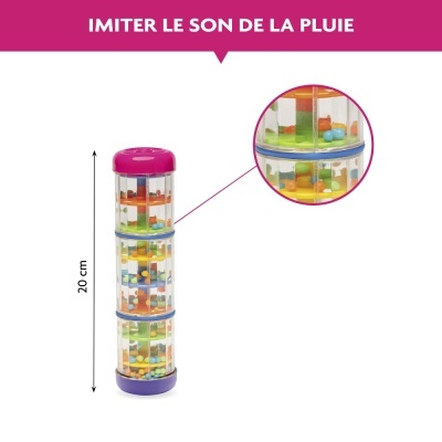 cilindro de plástico transparente com bolas coloridas e tampa rosa