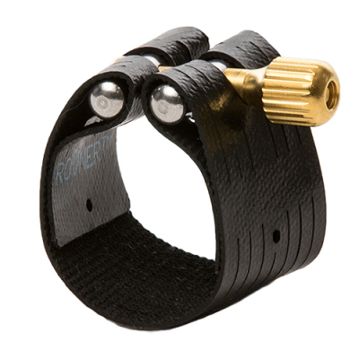 Abraçadeira preta para clarinete com parafuso dourado