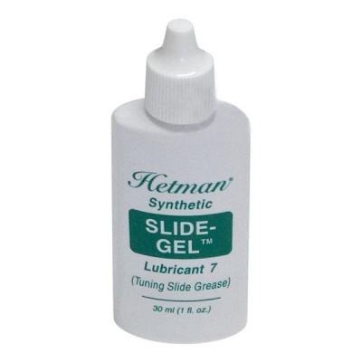 Frasco branco de plástico com tampa e rótulo verde e preto com texto Hetman Slide-Gel