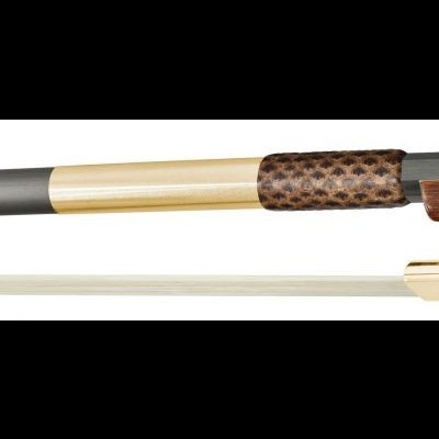 Arco para violino com madeira castanha e detalhes metálicos