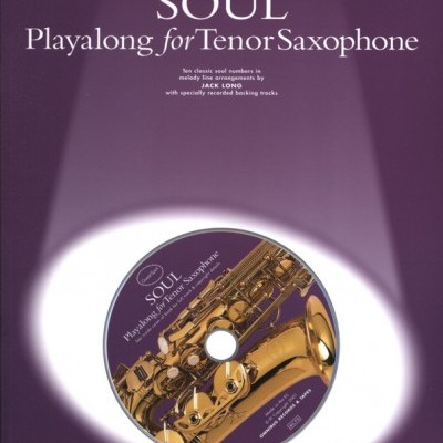 Capa e CD de conjunto musical para saxofone tenor com fundo roxo e saxofone dourado