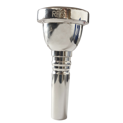 Bocal cromado para instrumento musical com texto RPS