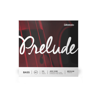 Caixa de cordas para baixo D'Addario Prelude com design preto e vermelho