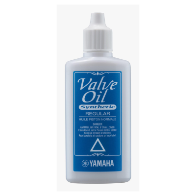 Frasco branco de óleo sintético Yamaha com rótulo azul e tampa de bico aplicador