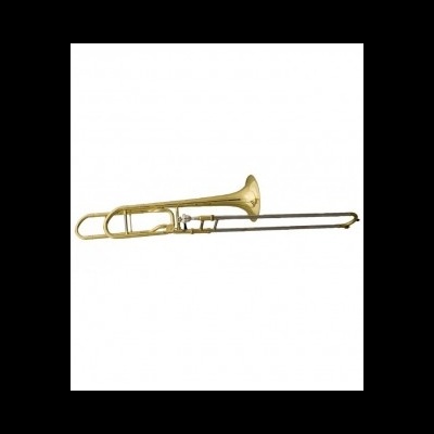 Trombom dourado em fundo branco