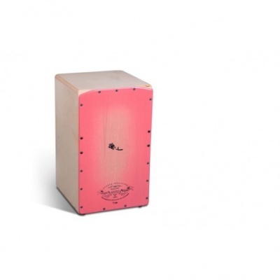 Cajón em madeira clara e rosa com parafusos pretos