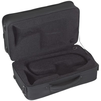 Mala de transporte preta acolchoada aberta