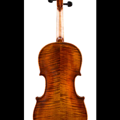 Violino em madeira polida vista traseira