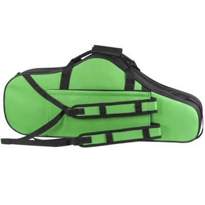 Capa verde para instrumento musical com tiras pretas ajustáveis