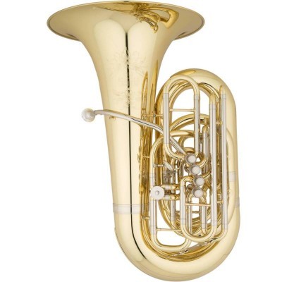 Tuba dourada metálica com válvulas e tubos