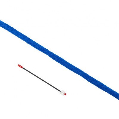 Vara azul com gancho e objeto pequeno vermelho e branco