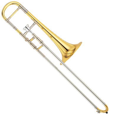 Trombão metálico dourado e prateado