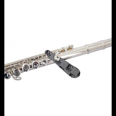 Flauta transversal prateada com apoio para polegar BG em fundo branco