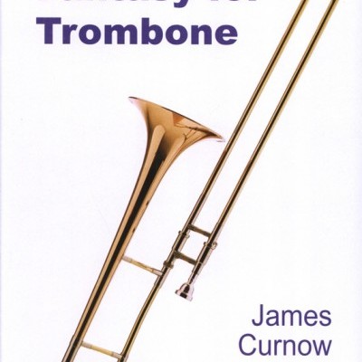 Livro com título Fantasy for Trombone e imagem de trombone dourado